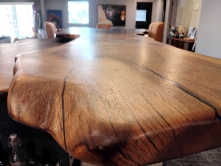 Natural oil and ceramic finish on live-edge hardwood