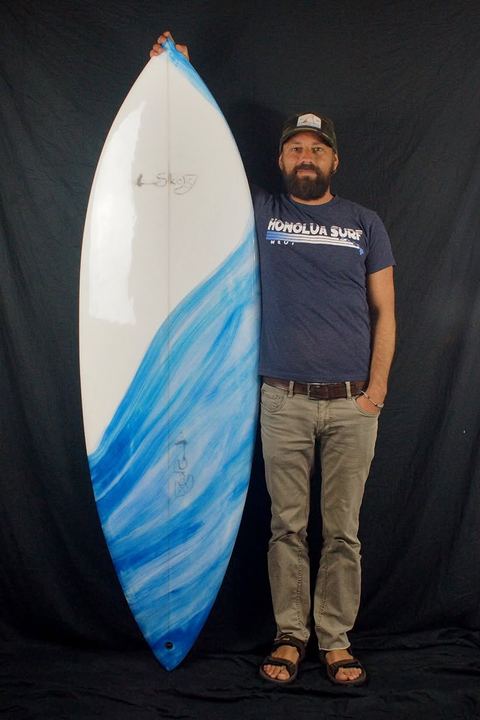 Blue Skeg Shortboard, Back-Lit