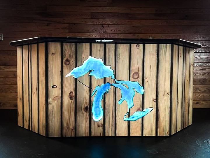Backlit Translucent Resin Michigan Bar