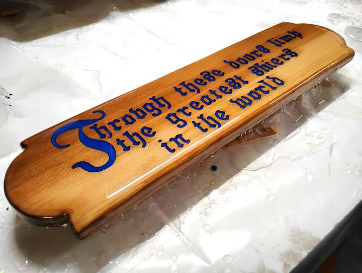 Sign with Blue Resin Inlay