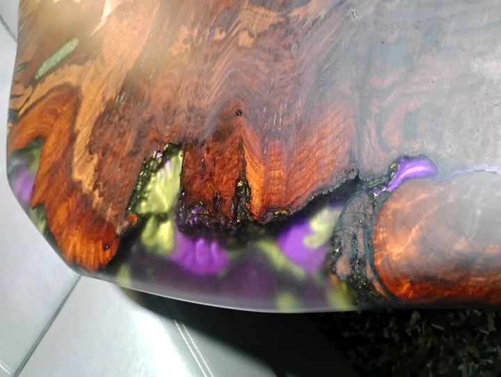 Claro Walnut Coffee Table with Colored Resin