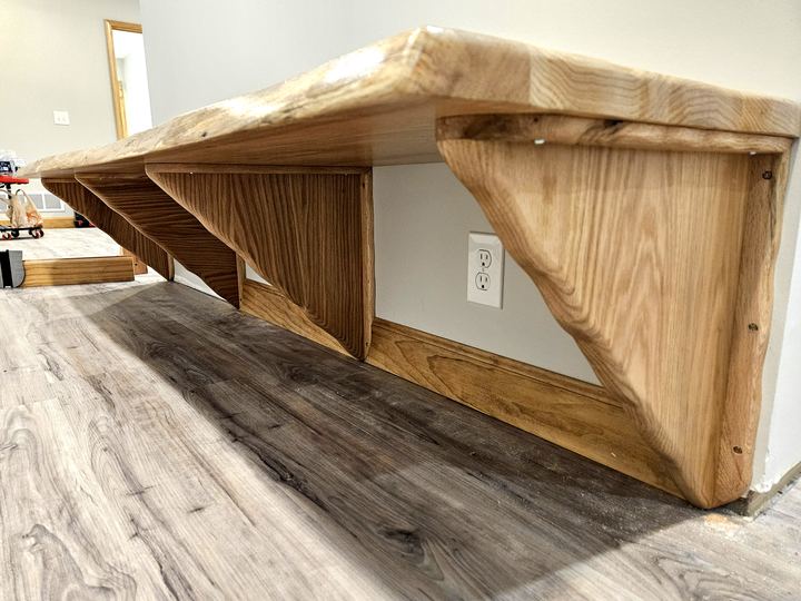 Live-Edge Oak Shelves and Benches