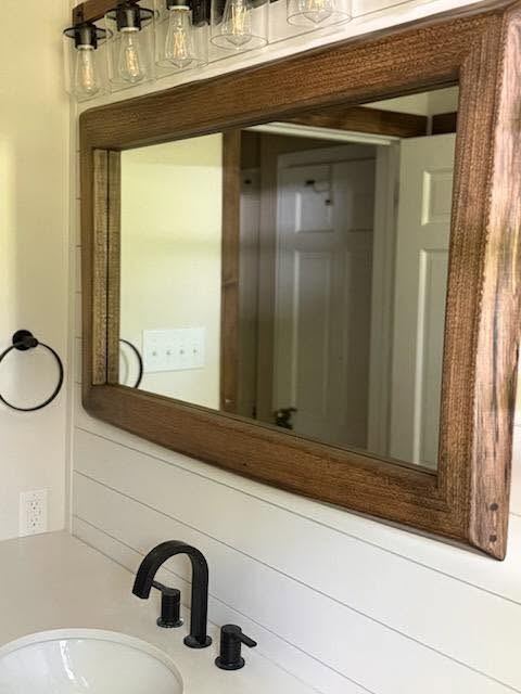 Live-Edge Pine and Elm Mirror and Shelves