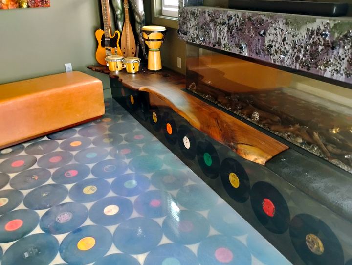 Vinyl Records Inlaid in Resin